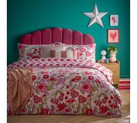 Glass Hearts Printed Duvet Cover Set Furn Pink Super King