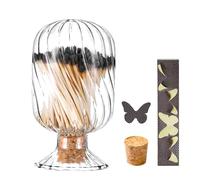 Glass Helix Match Holder,Matchstick Cloche Decorative Glass Matches Container for 4 Inch,Match Holder Jar for Living Room Kitchen Bathroom (Matches Not Included)