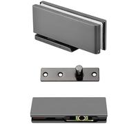 Glass Hinge, 1 Set Glass Door Hinges Hydraulic Buffer Pivot Hinges Brushed Stainless Steel Glass Clamps Bathroom Clamps Shower Door Fittings for 10-12mm toughened Glass(Dark Grey)