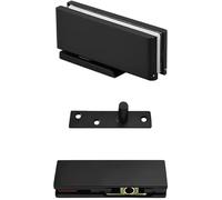 Glass Hinge, 1 Set Glass Door Hinges Hydraulic Buffer Pivot Hinges Brushed Stainless Steel Glass Clamps Bathroom Clamps Shower Door Fittings for 10-12mm toughened Glass(Matte Black)