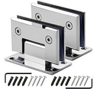 Glass Hinge, 2 Pack 304 Stainless Steel Glass Door Hinges, Bright Silver 90° Two-Way Bathroom Glass Clamp, 8-12mm Swing Door Shower Hinges