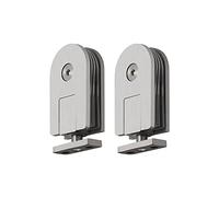 Glass Hinges 360 Degrees Pivot Hinge Bathroom Door Clamps 304 Stainless Steel Shower Accessories Door Holder Wine Cabinet Showcase Replacemen(Silver Brushed,Single clamp)