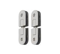 Glass Hinges 360 Degrees Pivot Hinge Bathroom Door Clamps 304 Stainless Steel Shower Accessories Door Holder Wine Cabinet Showcase Replacemen(Silver Brushed,Double clamp)