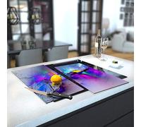 Glass Hob Cover/Chopping Board in Our Rainbow Rain Mountain Design in 60cm Wide x 52cm High