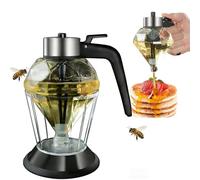 Glass Honey Dispenser No Drip with Base 2026 Upgrade, 8oz Honey Jar pot with Handle, Syrup Dispenser for Coffee or Tea, Mess Free Honey Dispenser for Honey Syrup Olive Oil, Maple Syrup Honey Container
