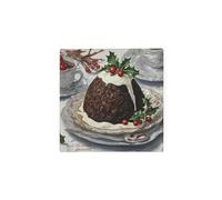 Glass Hot Pot Stand - Christmas Pudding Seasonal Worktop Saver - Hot Pot Stand Kitchen Chopping/Cutting Board Worktop Protector with Non-Slip Feet 20cm x 20cm (8" x 8")