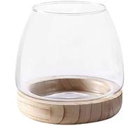 Glass Hydroponic Plant Terrarium, Clear Glass Fish Tank Bowl for Plant and Betta Fish, Unique Fish Bowl Aquarium with Wood Base zzhugyin (B)