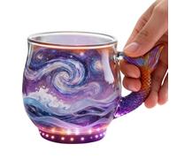 Glass Iced Coffee Cups | Aesthetic Sea Wave Modern Art Drinkware | Coffee Glass Cups Tea Mug - for Tea Milk Water Juice Hot Cold Home Desk Office Decor Dorm Restaurant Bar Christmas