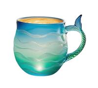 Glass Iced Coffee Cups | Mermaid Tail Handle Modern Art | Coffee Glasses Mermaid Drinking Cups,for Milk Water Juice Desk Decor Home Office Dorm Restaurant Bar Adults Kids Birthday Christmas