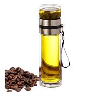 Glass Infuser Bottle - Insulated Portable Tea Cup, Secure Spill Proof Lid, Fine Mesh Metal Filter Strong Water Separation Chamber | Fresh Brew for Men Women Travel Work Gym Home Loose Leaf Lover