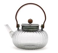 Glass Infuser Teapot with Multiple Filters, 950ml, Charcoal Ribbed Pearl