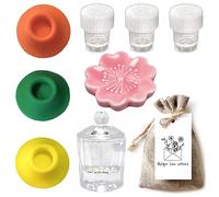Glass Inkwell Set with Lid, Empty Ink Well for Dip Pen, Calligraphy Ink Holder, Ceramic Pen Rest, Perfect for Oblique Calligraphy Pen, Fountain Pen, and Glass Dip Pen, and Writing Accessories