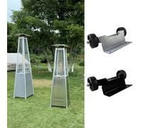 Glass Iron Bracket Simple 1-Minute Installation Outdoor Mobility Solution Tube Heaters - Solid Nylon Wheels with Heavy-Duty Pyramid Patio Heater Wheel for Kit (1 Pack)(Silver)