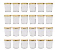 Argon Tableware Glass Jam Jars With Gold Lids - 310Ml - Pack Of 24