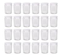 Argon Tableware Glass Jam Jars with Airtight White Lids - 380ml - Pack of 24 - Empty Screw Top Kitchen Storage Jar for Food, Honey, Spice, Pickling, Preserving, Candle Making