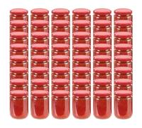 Glass Jam Jars with Red Lid 48 pcs 230 ml
