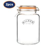 Glass Jar 3L Square Preserving Jar Storage with Airtight Clip Top Container 2pcs