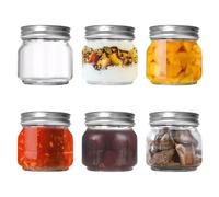 Glass Jar,6-Pack 250 ml with Screw Lid Leakproof Overnight Oats Container,Glass Juice Bottles with Lids,Oatmeal Salad Jars,Regular Mouth Mason Jars,for Juice, Ginger, Wellness Shot, Sample, Travel
