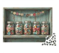 Glass Jar Craft Shelf 1000 Piece Jigsaw Puzzle Paper for Adults Vintage Handmade Elements Relaxation Home Decor Gift 52x38cm/1000pcs