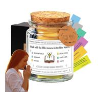 Glass Jar with Christian Cards - 3.54" Bible Blessing - Faith Reflection Notes - Devotional Quote with Decorative Message Pack | Encouragement Keepsake Set for the in