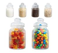Glass jars Decorative Food Canisters 1000 ml Airtight Storage Jars Set of 6
