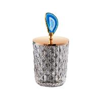 Glass Jars Storage Jar With Lids Decorative Crystal Candy Pot Tea Storage Household(Blue-Middle)