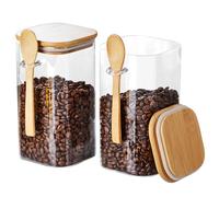 Glass Jars with Airtight Bamboo Lids and Spoons, 2PCS 1150ml/39oz Overnight Oats Containers with Lids, Glass Food Storage Containers for Coffee Beans, Flour, Sugar, Cookie, Pasta, Tea Leaf