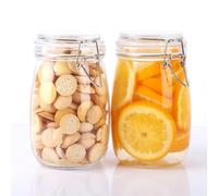 Glass Jars With Airtight Lid 32 Oz Wide Mouth Glass Containers With Lids 2 Pack Airtight Food Grade Storage Canisters With Clasp For Flour, Coffee, Sugar, pickle, Beans, Candy, Nuts, Rice, Pasta