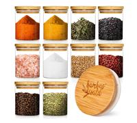 Glass Jars with Bamboo Lids Set Kitchen Spice Jar Airtight Canister 150ml 10x