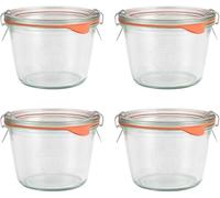 Glass Jars with Clip Top Airtight Glass Storage Jar Kitchen Canisters for Preserving Fruits Spice Herbs Yoghurt Coffee Tea Rice Flour Nuts (4x370ml)