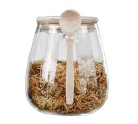 Glass Jars With Lids And Spoons - Clear Airtight Storage Canister With Wooden Lid, Safety Clasp For Sugar, Salt, Tea, Coffee | Kitchenware Condiment Containers For Pantry Shelves, Counters, Cooking