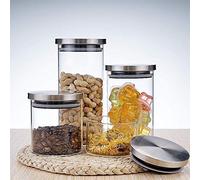Glass Jars with Stainless Steel Lid Home Storage Bottles Container Kitchen Spice Sealed Bulk Candy Mason Jar