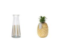 Glass Jug Carafe & Gold Pineapple Ice Bucket Drinks Bundle