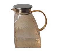Glass Jug With Handle And Lid | With Hammered Design | 1.5 Liter Jug For Hot Cold Drinks Juices Milk Kitchen Door Fridge Travel