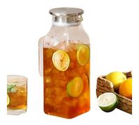 Glass Jug with Lid | 2L Drinking Jug with Handle and Lid, Glass Juice Pitcher - For Refrigerator, Worktop, Barbecue, Picnic, Camping, Lemonade, Coffee, Tea,
