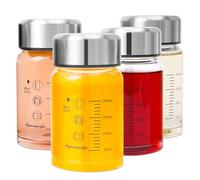 Glass Juice Bottles 4 Pack 10 oz - Wide Mouth Glass Water Bottles with Lids - for Juicing, Smoothies, Milk, Protein, BPA Free, Reusable, Stainless Steel Lids, Leak Proof, Shaker bottle (10oz/300ml)