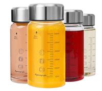 Glass Juice Bottles 4-Pack - 400ml/12oz Wide Mouth Borosilicate Glass Bottles with Leakproof Stainless Steel Lids - BPA-Free, Reusable, Dishwasher Safe, Ideal for Juices, Smoothies, Protein Shakes