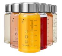 Glass Juice Bottles 6-Pack - 400ml/12oz Wide Mouth Borosilicate Glass Bottles with Leakproof Stainless Steel Lids - BPA-Free, Reusable, Dishwasher Safe, Ideal for Juices, Smoothies, Protein Shakes