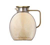 Glass Kettle - 2.5L Borosilicate Heat Resistant Kettle Container | Glass Drink Pitcher | Stainless Steel Lid | Kitchen Counter Refrigerator Beverage Holder | Hot Cold Liquid Storage