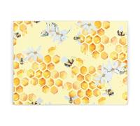 Glass Kitchen Chopping Board - Bee Hive Rectangular Large Worktop Protector - Smooth Board Kitchen Cutting Board Worktop Saver with Non-Slip Feet 39cm x 28.5cm (15" x 11")