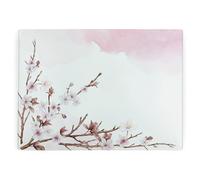 Glass Kitchen Chopping Board - Cherry Blossom Sakura Rectangular Large Worktop Protector - Smooth Board Kitchen Cutting Board Worktop Saver with Non-Slip Feet 39cm x 28.5cm (15" x 11")