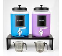 Glass Laundry Detergent Dispenser with Bamboo Shelf, 108oz Liquid Dispensers with Stainless Steel Tap, Large Reusable Softener Soap Containers with Stand for Washer Room Organization