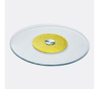 Glass Lazy Susan Turntable, 28inch 32inch 35inch 40inch Tabletop Rotating Tray, Transparent Rotating Serving Plate for Round Dining Table(Golden Sand,90cm/35.4in)