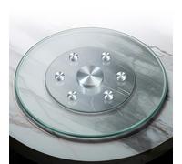 Glass Lazy Susan Turntable Dining Table 24" 28" 40" Large Round Swivel Serving Plate Clear Tabletop Rotating Tray Anti-Tip With 6 Wheels Smooth Spin(90cm (35in))