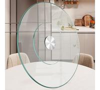 Glass Lazy Susan Turntable Dining Table Large Round Serving Plate Tabletop Rotating Tray with Swivel Assist System Silent & Smooth Spin (70cm / 28in)