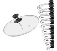 Glass Lid Diameter 14 cm - Glass Pot Lid - Pan Lid with Bakelite Handle - Universal Cooking Pot Lid - Heat-resistant Bakelite Lid Handle - Universal Glass Lid