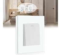 Glass Light Switches 1 Gang 2 Way + 1 Gang 2 Way Screwless Toggle Switch, 10A Rocker Tactile Wall Switch, Crystal White Finish, 146mm