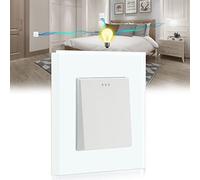 Glass Light Switches 1 Gang 2 Way + 1 Gang 2 Way Screwless Toggle Switch, 10A Rocker Tactile Wall Switch, Crystal White Finish, 146mm
