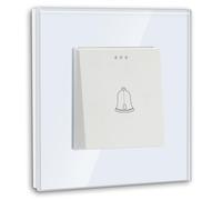Glass Light Switches 1 Gang 2 Way + 1 Gang 2 Way Screwless Toggle Switch, 10A Rocker Tactile Wall Switch, Crystal White Finish, 146mm