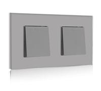 Glass Light Switches 1 Gang 2 Way + 1 Gang 2 Way Screwless Toggle Switch, 10A Rocker Tactile Wall Switch, Crystal White Finish, 146mm